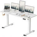 Electric Height Adjustable Standing Desk Large 55 x 24 Inches Sit Stand up Desk Home Office Computer Desk Memory Preset with T-Shaped Metal Bracket, White