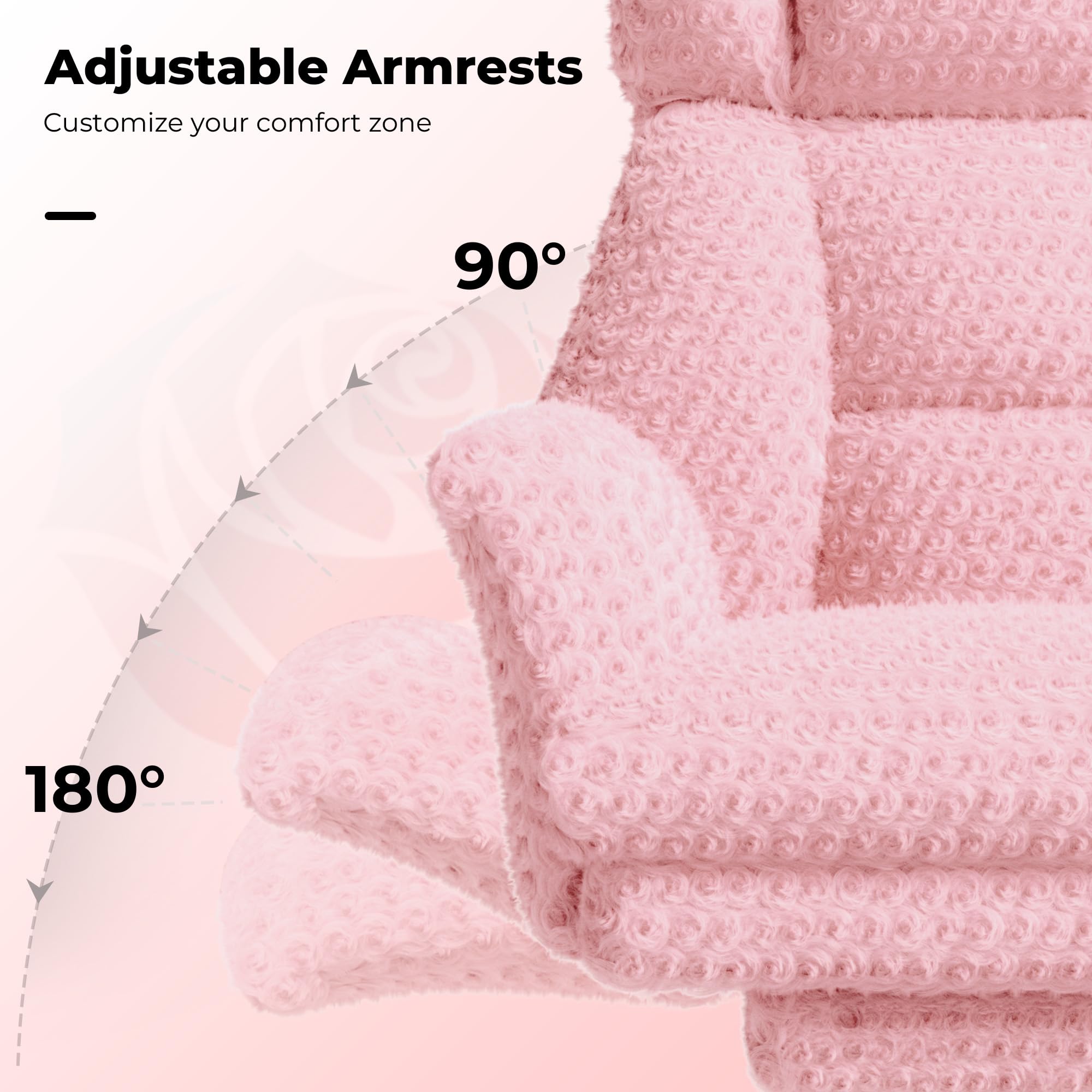 Big and Tall Office Chair, Flip Armrests for Pets & Cross Legged Sitting, Executive Ergonomic Computer Gaming Chair with Foot Rest, Rose Velvet Pink Wide Seat Reclining Desk Chair