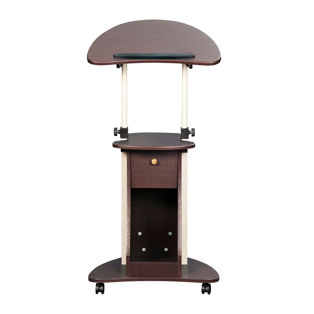 Sit-to-Stand Rolling Adjustable Storage Medical Laptop Computer Cart, Chocolate, B005