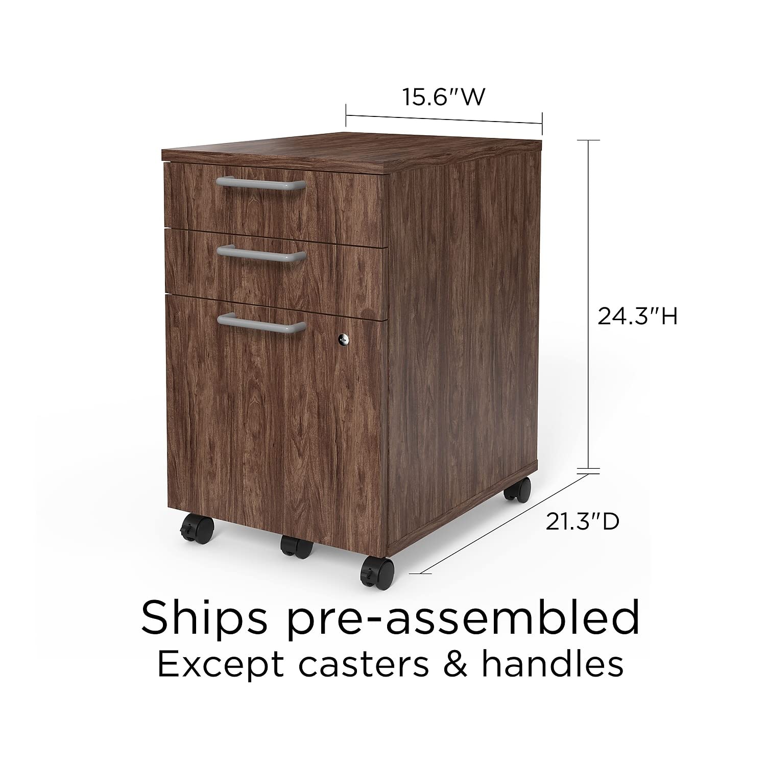 ( 2 pack) Mobile Pedestal File Cabinet with Wheels, 3-Drawer, Letter/Legal Compatible, Espresso