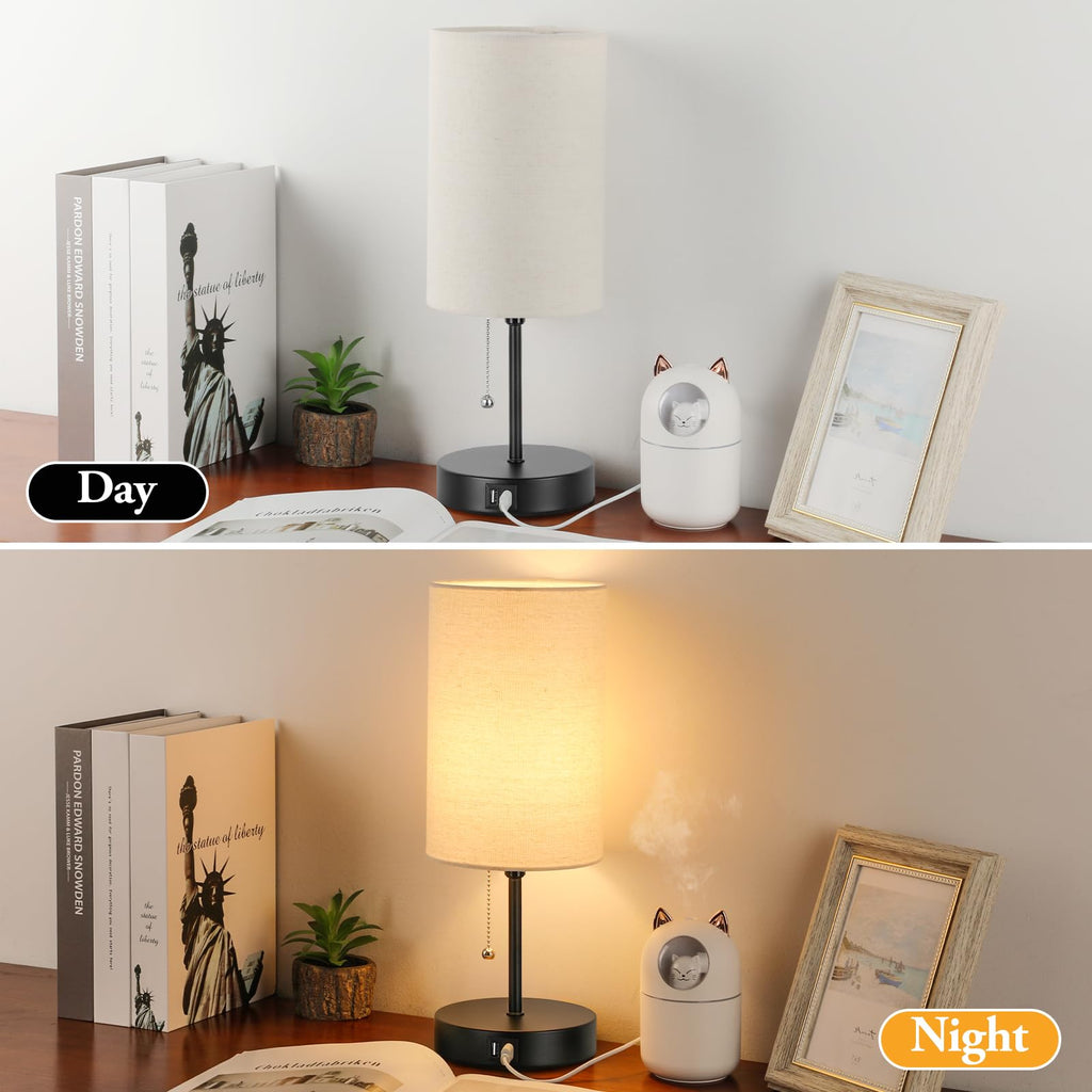 2 Sets Table Lamps with 2 USB, Minimalist Beside Lamps for Bedroom