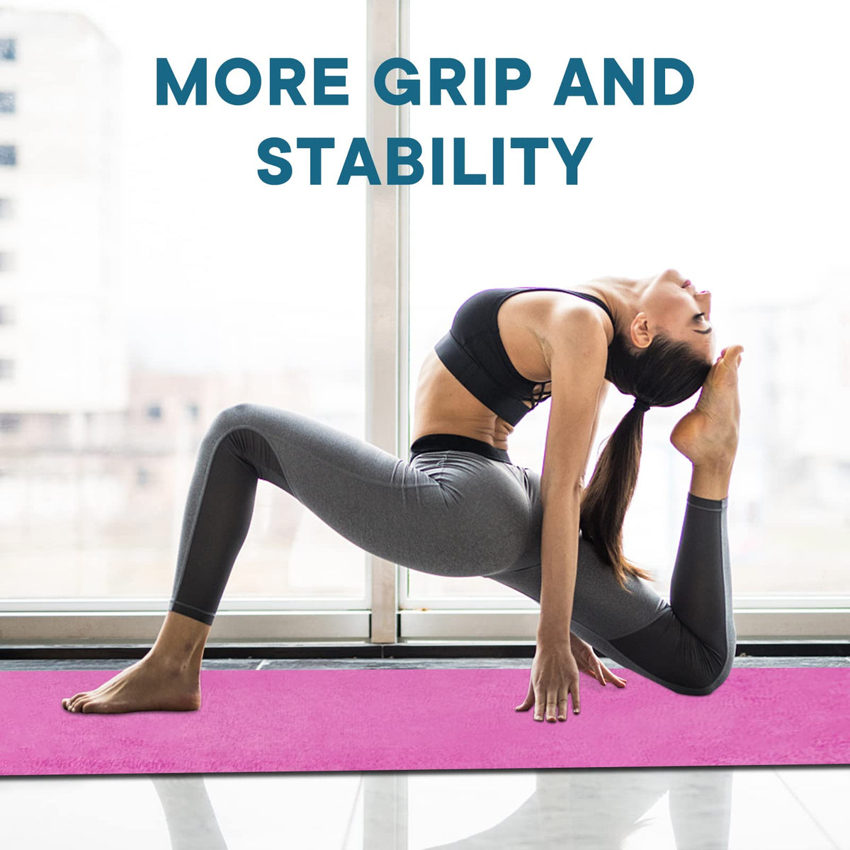 Yoga Towels, Non Slip Hot Yoga Mat Towel with Grip Dots,Super-Absorbent Soft Microfiber Yoga Blanket for Pilates, Fitness and Workout 72inch x 24inch (Hot Pink)