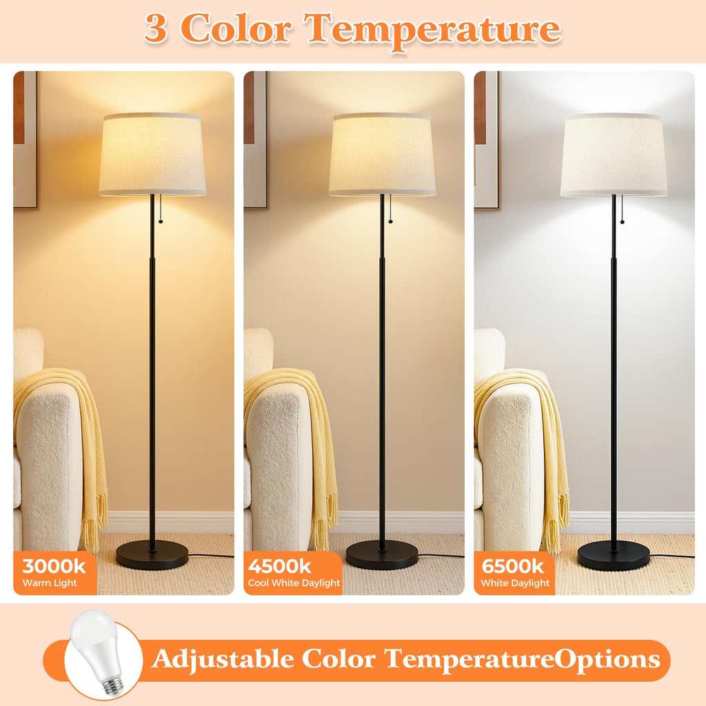Floor Lamps for Living Room & Bedroom, 60" Modern Tall Standing Lamp, 3CCT