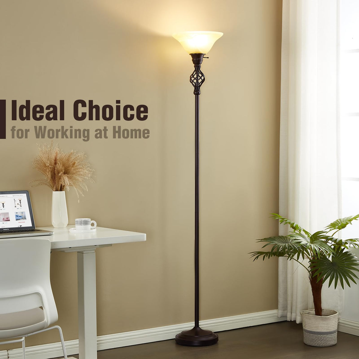 Torchiere Floor Lamp for Living Room, LED Standing Reading Light