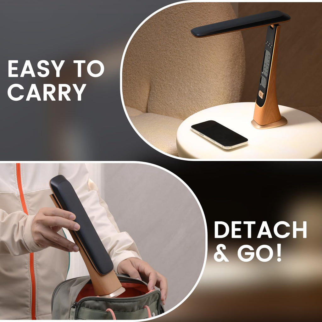 Rechargeable Lamps Cordless Table Lamp, Foldable Portable Desk Lamp - LED Battery Operated Lights with Stepless Brightness&Time Display for Office Lamp, Book Lights, College Dorm Essentials