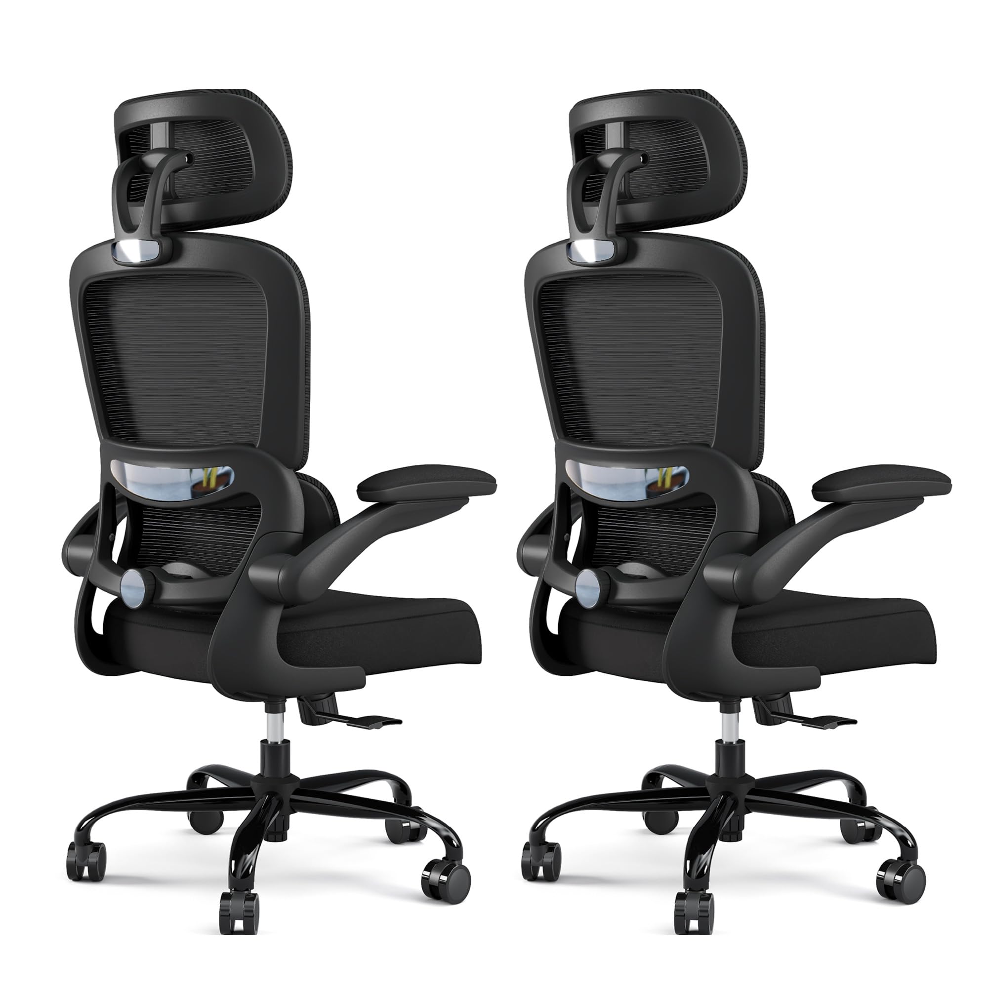 Pack of 2, Office Chair Ergonomic Desk Chair, 330 LBS Home Mesh Office Desk Chairs with Wheels, Comfortable Gaming Chairs Black