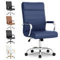 Modern Office Desk Chair, Conference Room Chairs, High Back Ergonomic Home ofiice Chair, Adjustable Height Swivel Executive Computer Chair with Armrest and Padded Seat (Blue)