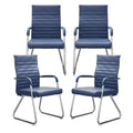 Office Chairs Set of 4, Modern Leather Reception Chairs with Mid Back & Sled Base, No-Wheel Desk Chairs for Waiting Room & Conference Room