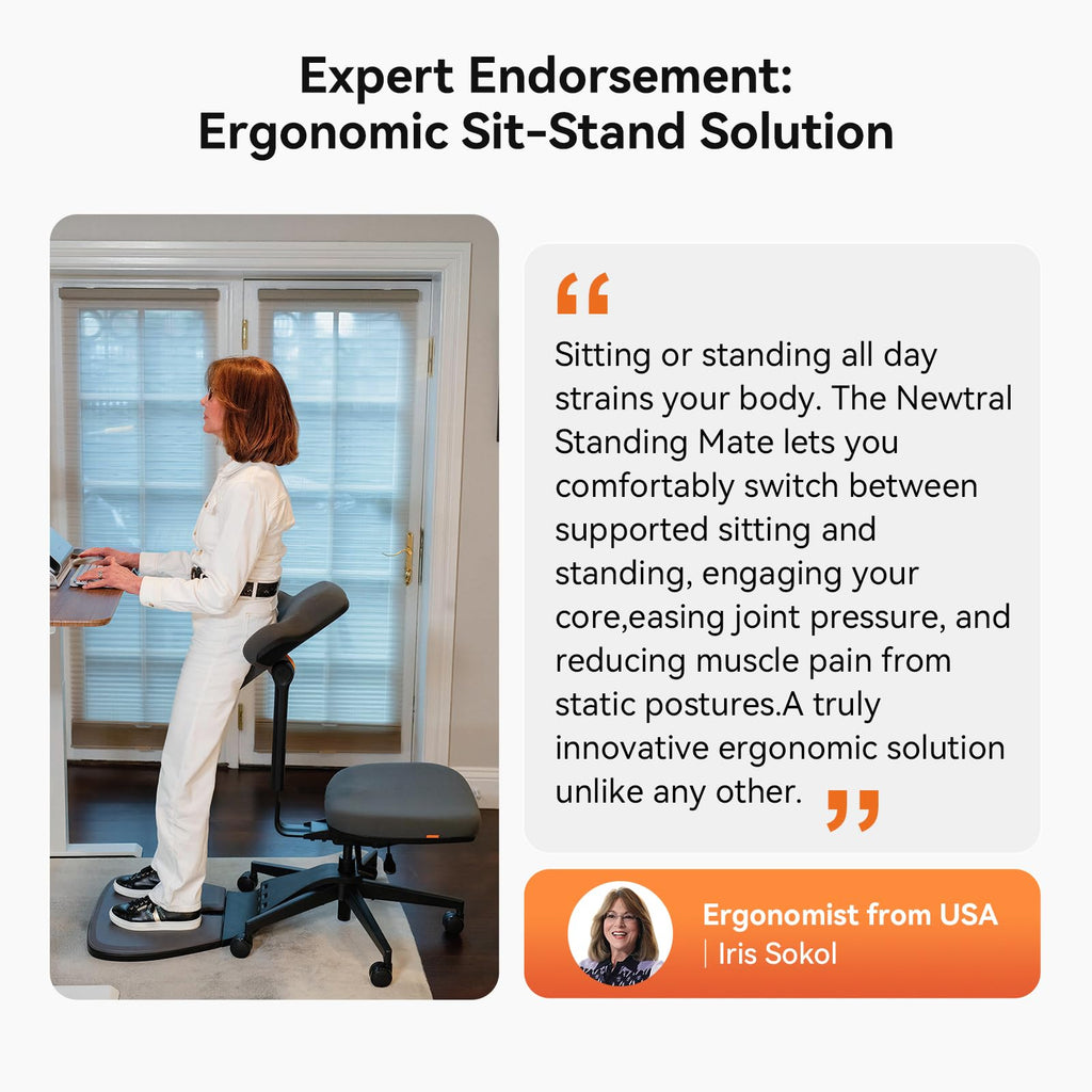 Standing Desk Chair, Standing Mate Chair for Sit-Stand, Ergonomic Leaning Perch Chair with Anti-Fatigue Mat, Standing Stool, Saddle Chair, Height Adjustable Home Office Posture Seat