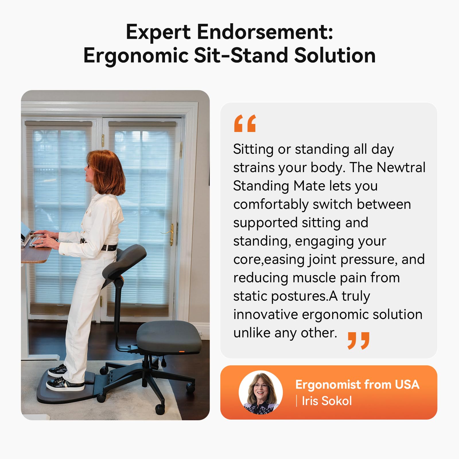 Standing Desk Chair, Standing Mate Chair for Sit-Stand, Ergonomic Leaning Perch Chair with Anti-Fatigue Mat, Standing Stool, Saddle Chair, Height Adjustable Home Office Posture Seat