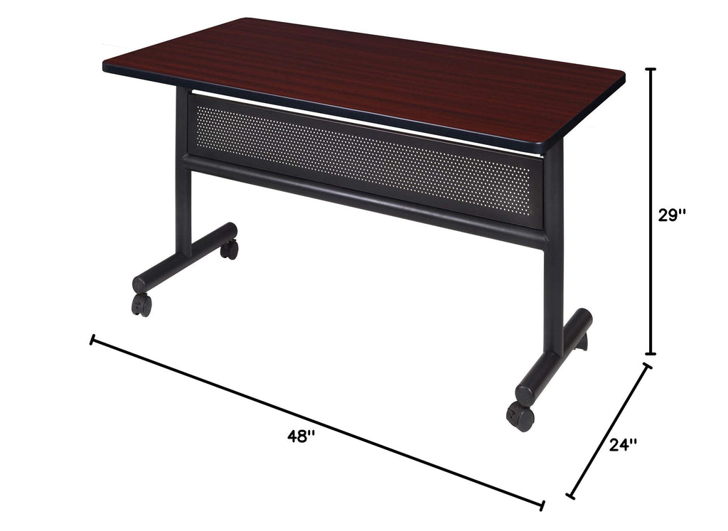 Kobe 48 x 24 in. Flip-Top Training Nesting Table with Modesty Panel- Mahogany