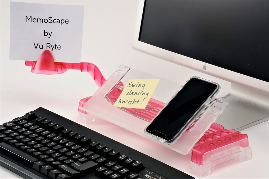 Adjustable in-Line Document Holder for Typing | Reduces Neck Strain, Improves Focus, Boosts Desk Organization, and Workflow | Paper Holder Stand for Desk and Home Office - Pink