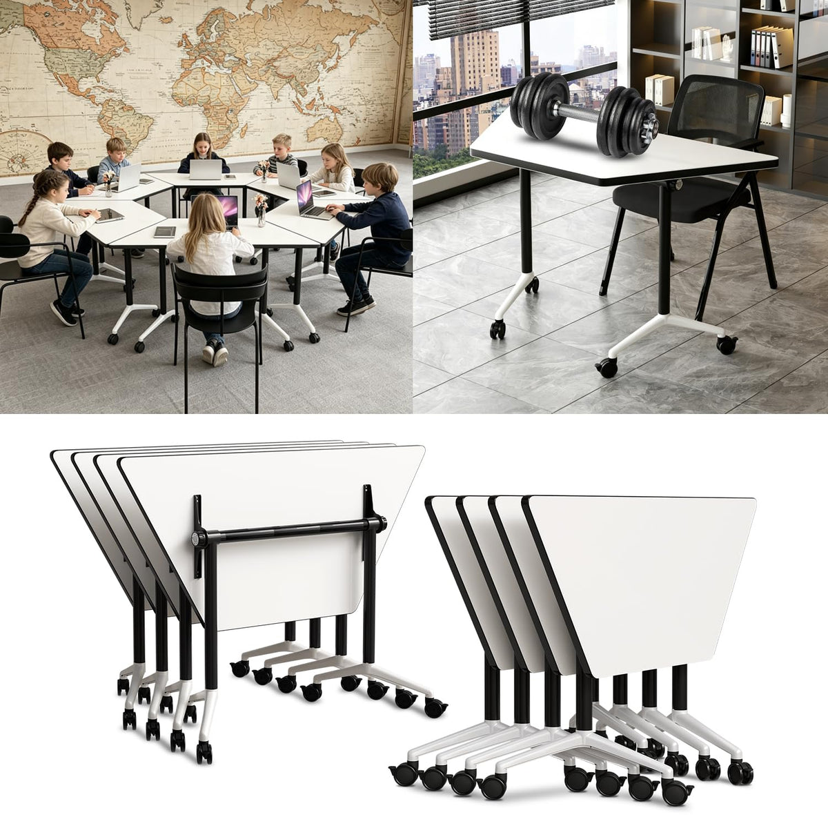 Folding Conference Table, 8 Pack Modern Flip Top Mobile Training Tables