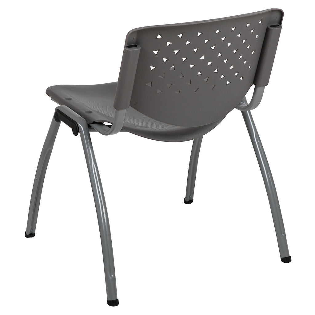HERCULES -5 Pack 880 lb. Capacity Gray Plastic Stack Chair | Comfortable Seating with Durable Design