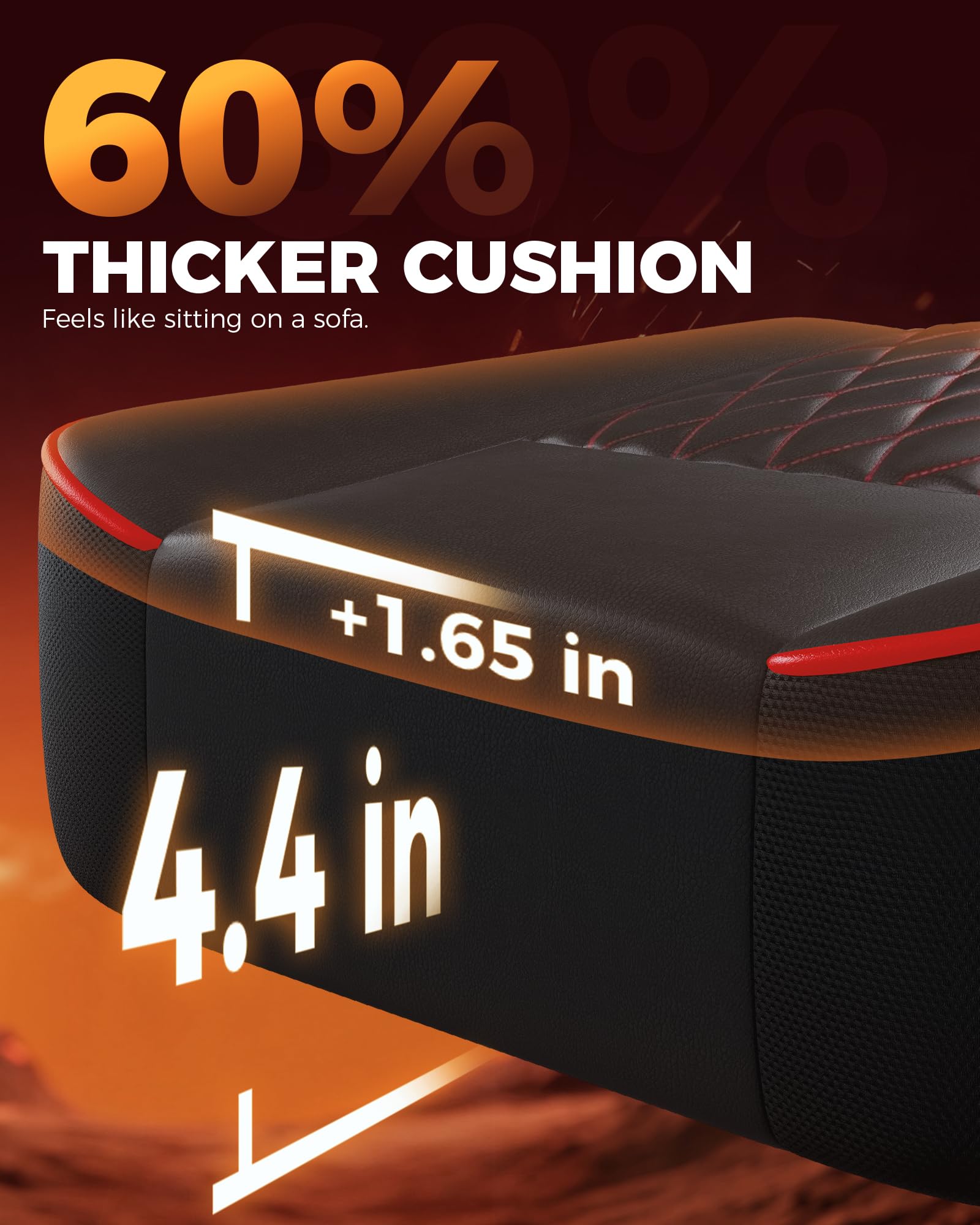 Gaming Chair, Computer Office Chair with Pocket Spring Cushion, Linkage Armrests, Comfortable Leather Computer Chair, Black & Red