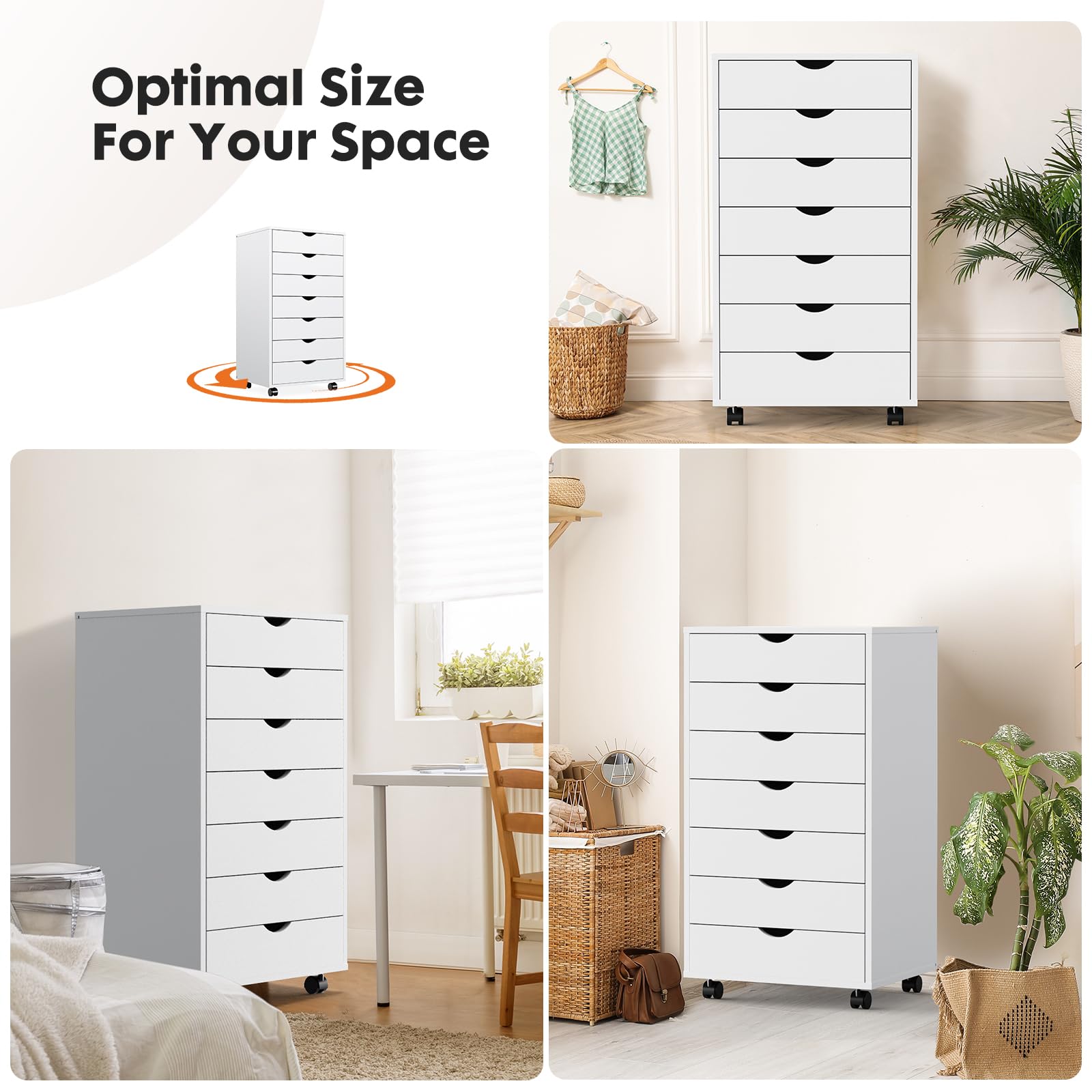 7 Drawer File Cabinet on Wheels, Printer Stand