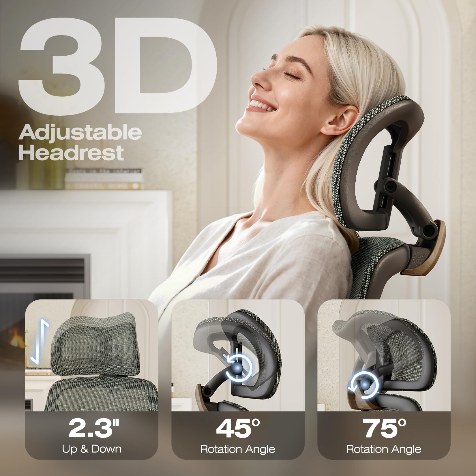 X100 Ergonomic Mesh Office Chair with Footrest, Big and Tall Hone Desk Chair with 5D Flip-Up Arms, Adjustable 3D Lumbar Support,Gaming & Executive Computer Chairs