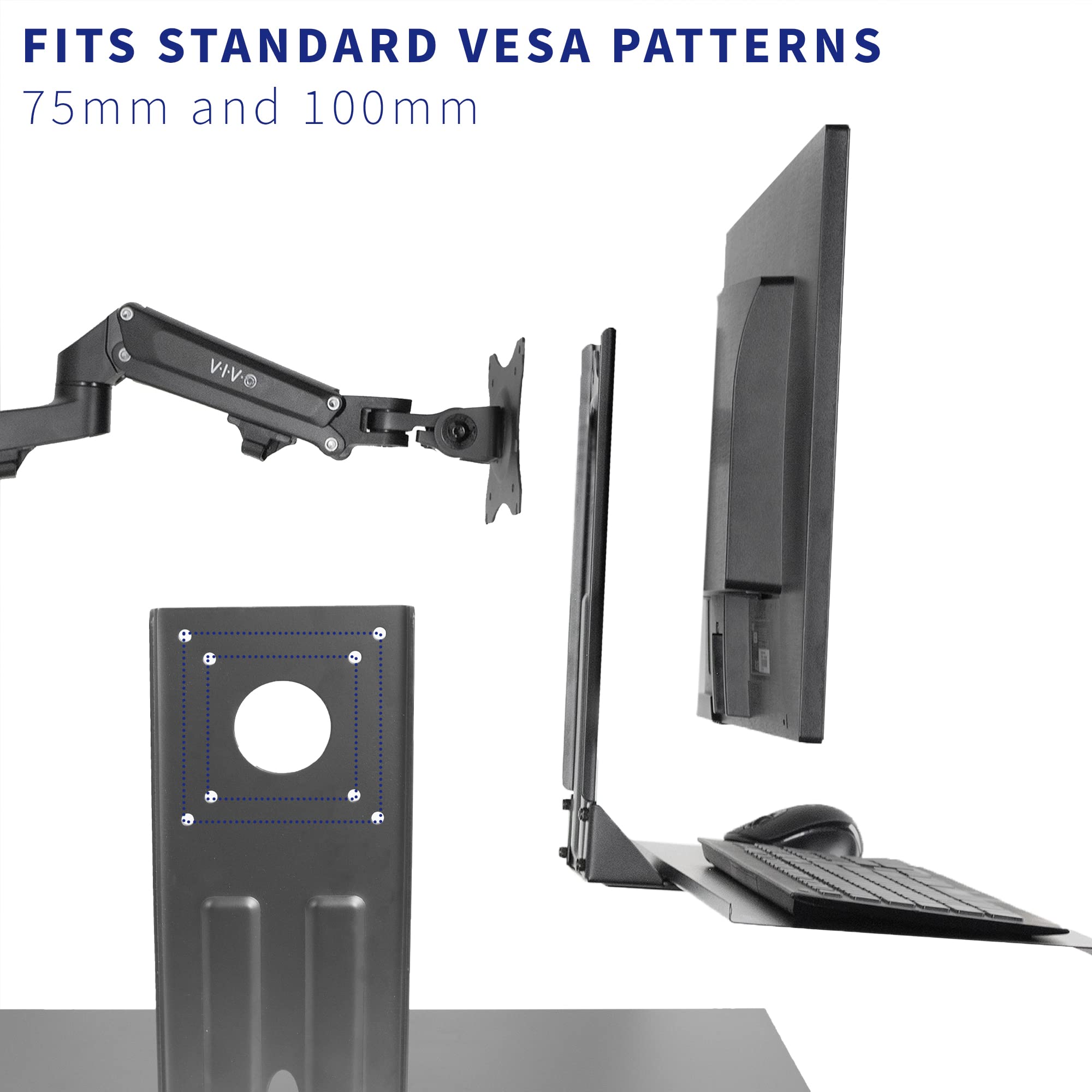 Computer Keyboard and Mouse Platform Tray VESA Mount Attachment 25.5 x 8 inch Surface