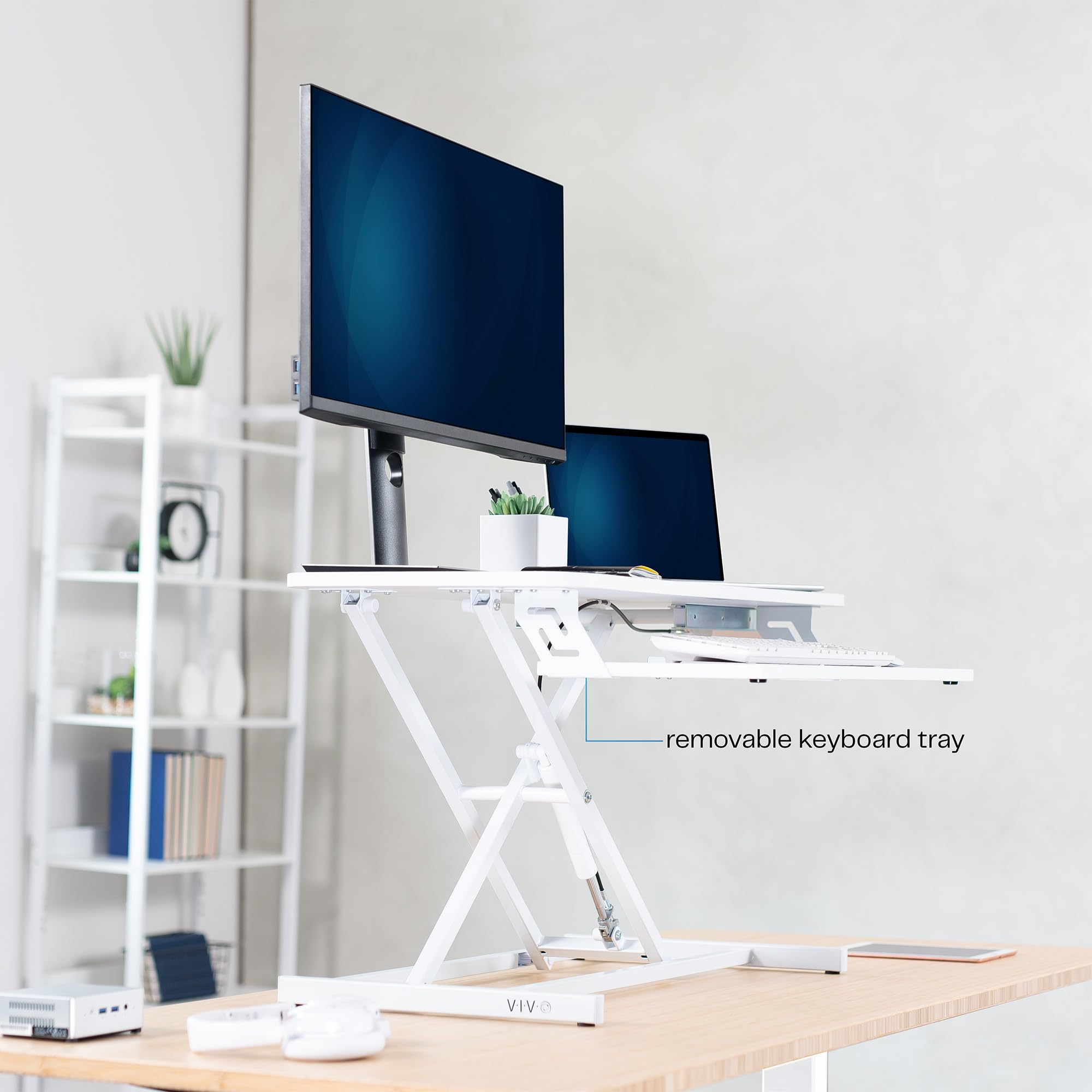 White 32 inch Stand Up Desk Riser