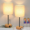 Table Lamps Set of 2 with USB Charging Ports, Bedside Lamps with AC Outlet