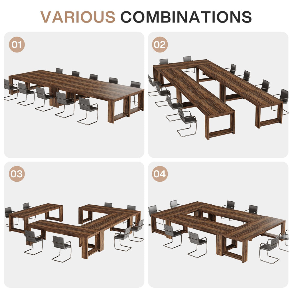 7 ft Conference Table for 6 to 8 People, Modern Rectangle Meeting Room Desk for Boardroom, Home Office (1, Dark Brown)