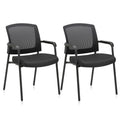 2 Pack, Office Reception Guest Chair Mesh Back Stacking with Ergonomic Lumbar Support and Thickened Seat Cushion for Waiting Conference Room Black