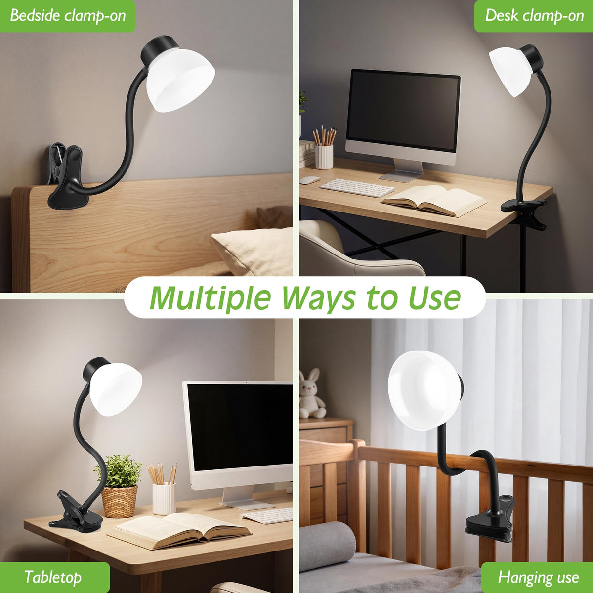 Desk Lamps for Home Office,Small LED Reading Lamp,5000K Eye-Care Desk Light