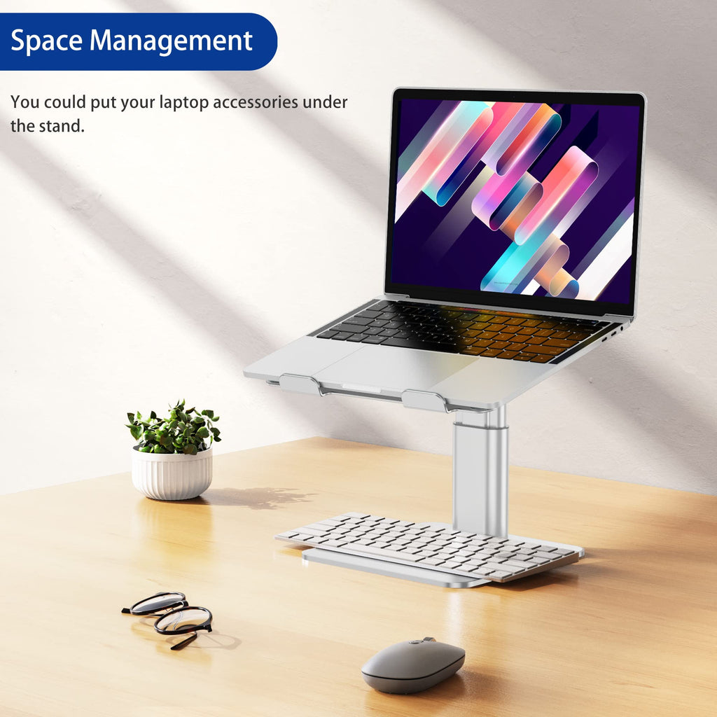 Laptop Stand, Ergonomic Adjustable Notebook Riser, Computer Holder, Laptop Mount Compatible with 10-15.6" Laptops, Silver