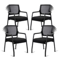 4PACK, Desk Chair No Wheels with Adjustable Mesh Backrest, Arm Chair with Ergonomic Lumbar Support and Thickened Seats Cushion, Waiting Room Chairs for Office School Church Guest Reception,