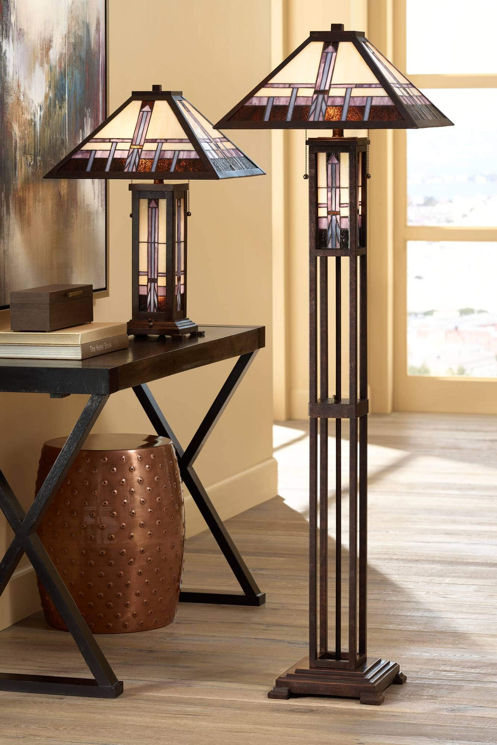 Geometric 60 1/2" Glass Night Light Floor Lamp Living Room