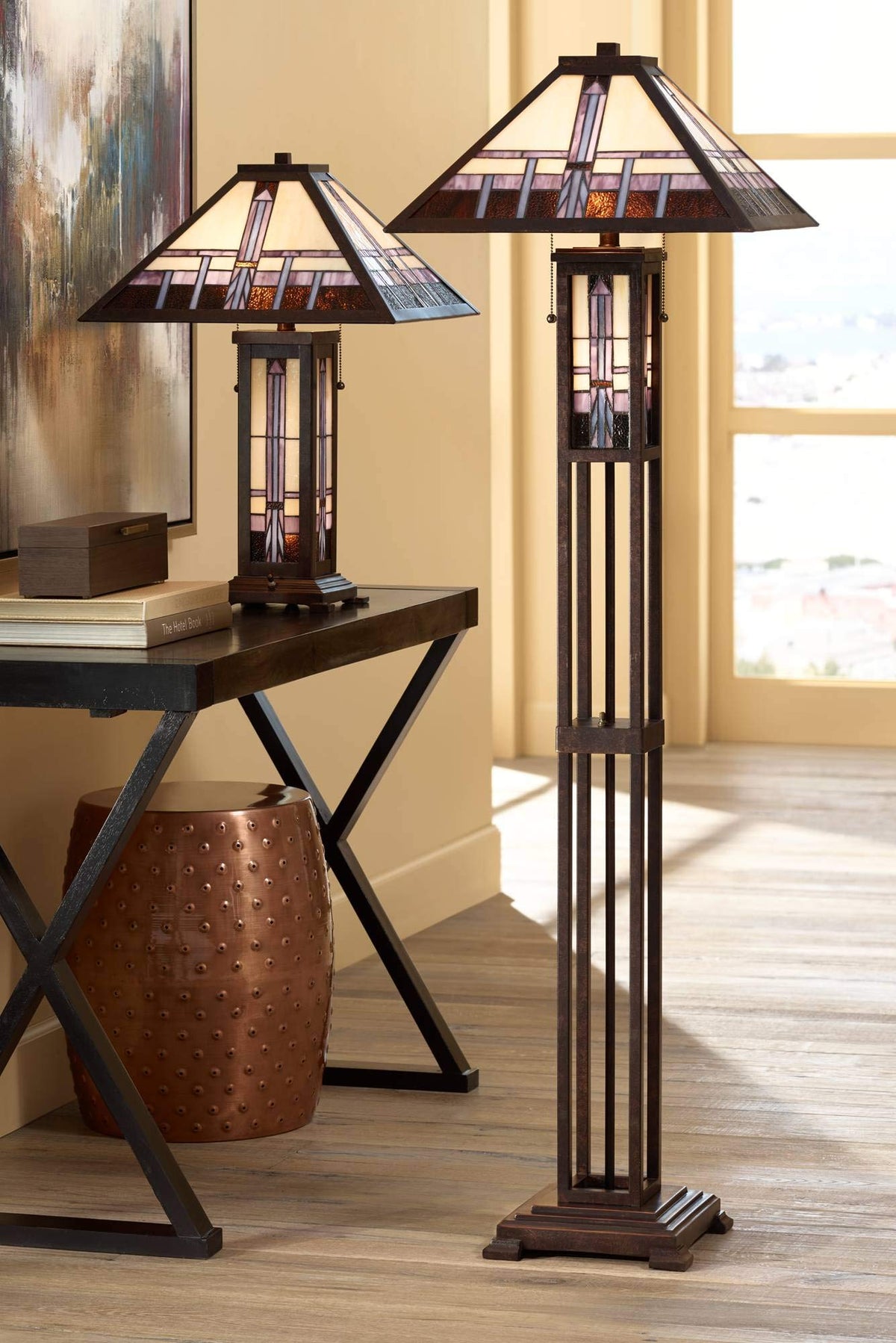 Geometric 60 1/2" Glass Night Light Floor Lamp Living Room