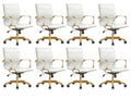 Modern Ergonomic Executive Office Chair, High-Back Leather Conference Desk Chair with Adjustable Height, Tilt Control, 360° Swivel & Gold Frame for Home Office