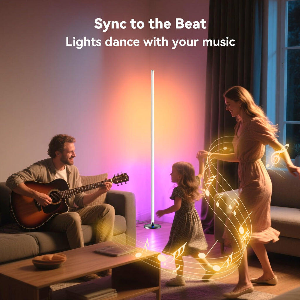 RGB LED Corner Floor Lamp, Music Sync, App Remote, Ambient Lighting