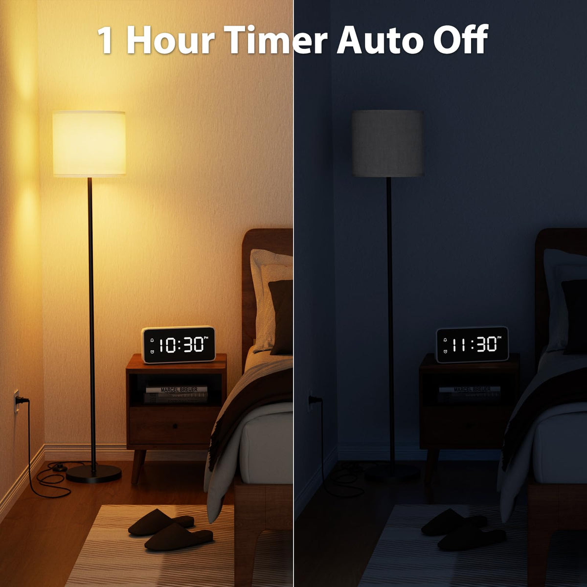 Dimmable Floor Lamps for LivingRoom with 12W LED Bulb,Foot Switch