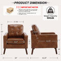 Mid Century Modern Armchair, Button Tufted Faux Leather Accent Chair with Armrests, Upholstered Club Chair for Living Room, Bedroom & Office, Caramel Brown