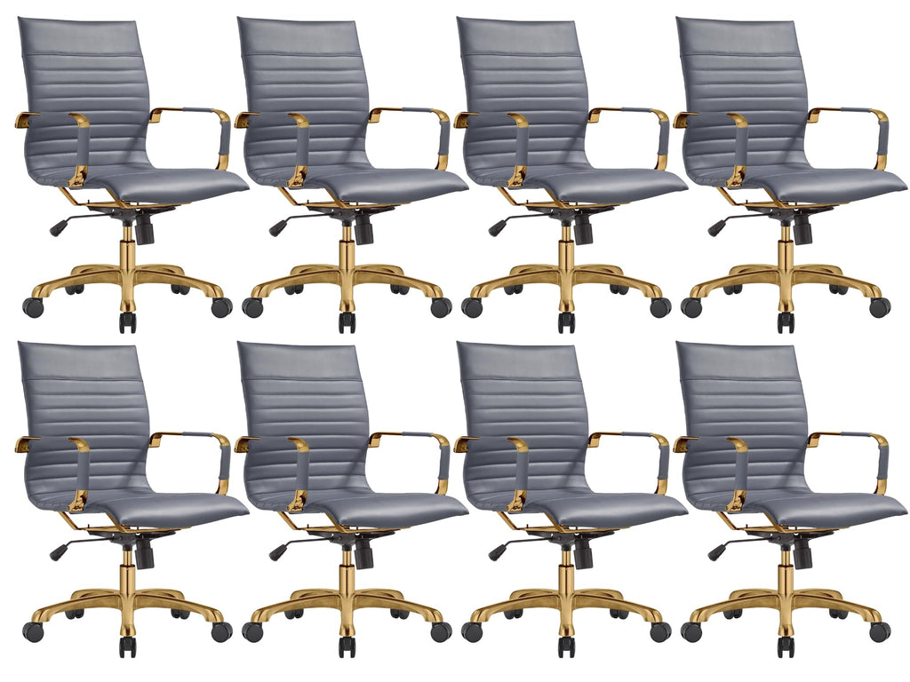 Modern Ergonomic Executive Office Chair, High-Back Leather Conference Desk Chair with Adjustable Height, Tilt Control, 360° Swivel & Gold Frame for Home Office