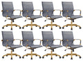 Modern Ergonomic Executive Office Chair, High-Back Leather Conference Desk Chair with Adjustable Height, Tilt Control, 360° Swivel & Gold Frame for Home Office