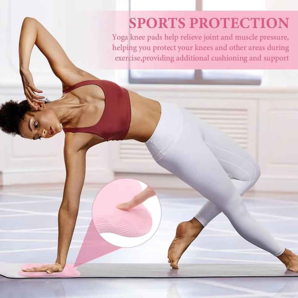 Yoga Knee Guards (Set of 2) - Male and Female Yoga Props and Accessories for Fitness, Travel, Meditation, Kneeling, Balance, Floor, Pilates Pads for Knee and Elbow (Pink)