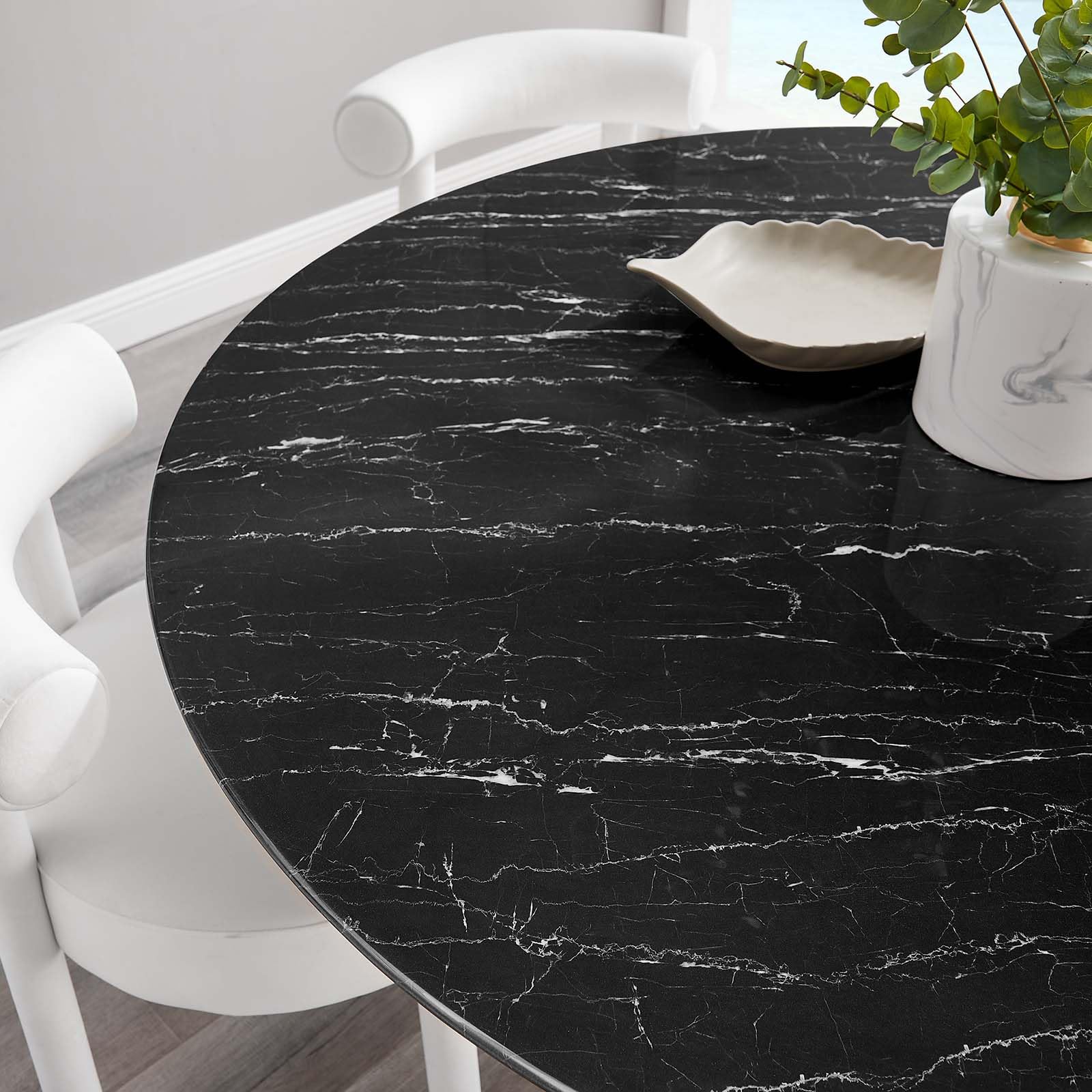 Modway Lippa Dining Table, 60", Gold Black