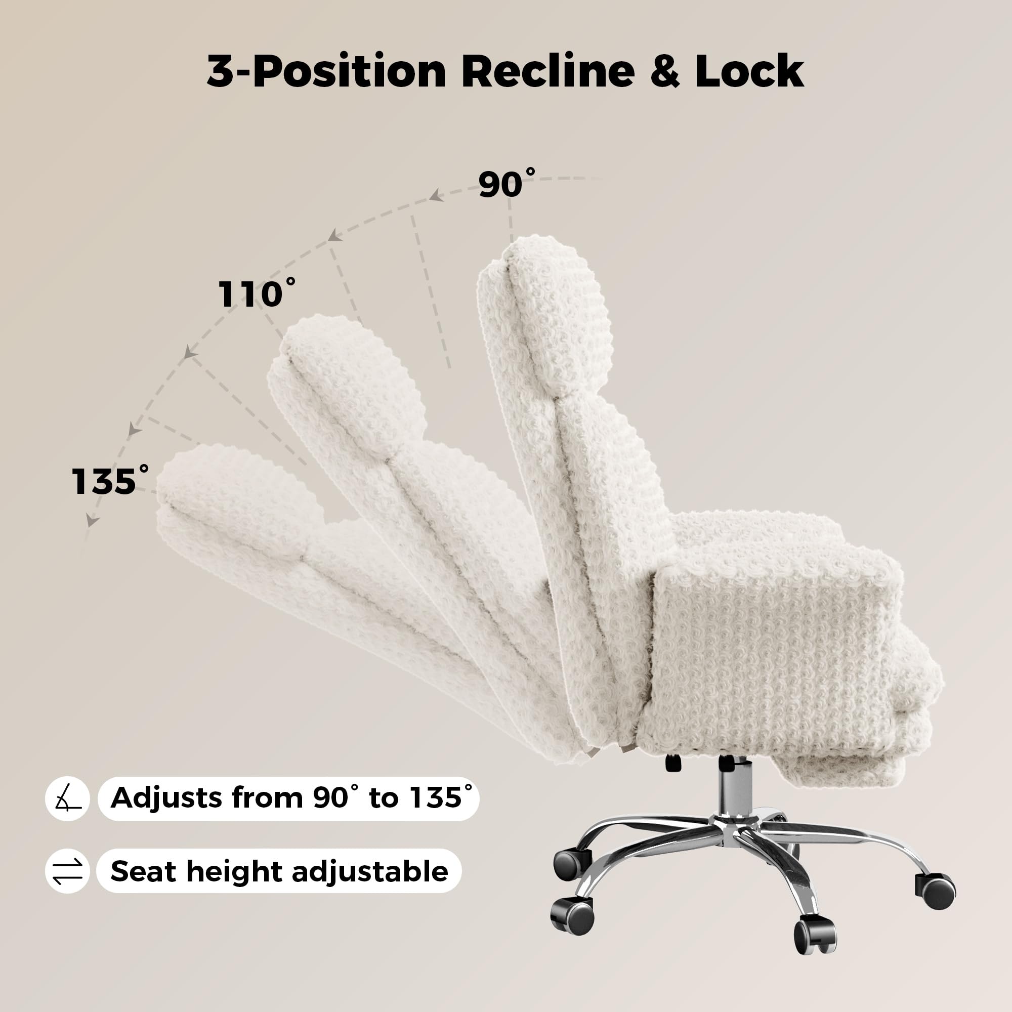 Big and Tall Office Chair, Flip Armrests for Pets & Cross Legged Sitting, Executive Ergonomic Computer Gaming Chair with Foot Rest, White Rose Velvet Wide Seat Reclining Desk Chair