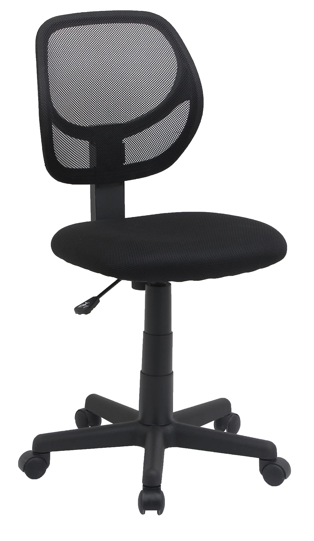 Low Back Office Chair, Breathable Mesh, Height Adjustable, Padded Seat, Rolling Wheels, Swivel, Back Support, Sturdy, 21.25" D x 22.5" W x 38" H, Black
