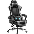 Gaming Chair, Video Game Chair with Footrest and Massage Lumbar Support, Ergonomic Computer Chair Height Adjustable with Swivel Seat and Headrest (Grey)