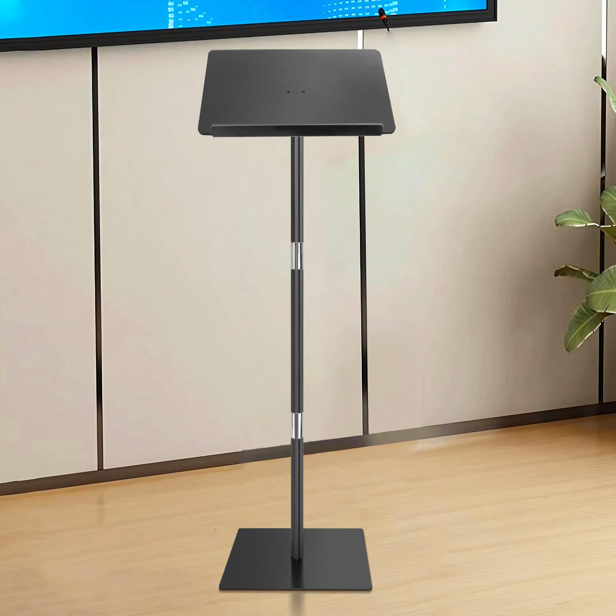 Podium Stand, Lecterns & Podiums, Acrylic Podium, Portable Podium Stand, Adjustable Angles with Metal Base, Podium for Classroom, Church, Weddings, Speech, 16" L x 12" W x 46" H, Black