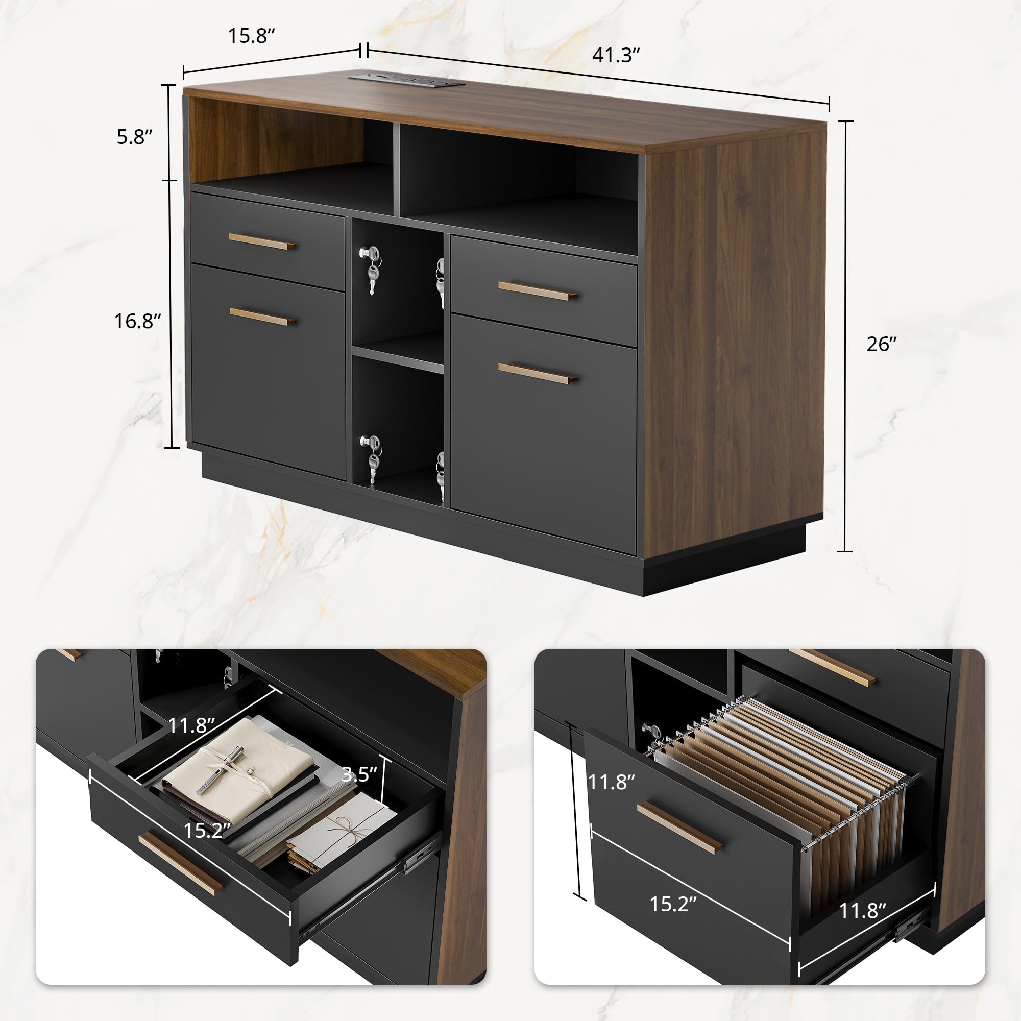 4 Drawer File Cabinet with Lock, Filing Cabinet for Home Office