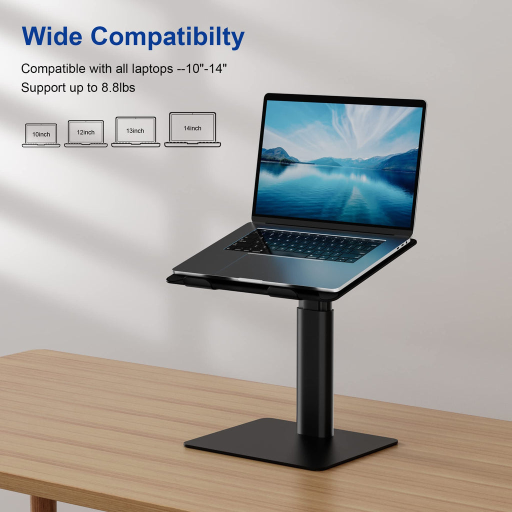 Laptop Stand, Ergonomic Adjustable Notebook Riser for Standing Work, Compatible with Air, Pro, Dell, HP, Lenovo More 10-14" Laptops, Black
