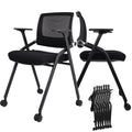 10 Pack Foldable Office Chairs with Wheels, Mesh Back, Arms and Portable - Folding Office Chairs Stackable for Conference Room Chair, Office Guest & Reception & Meeting Chair - (Black) 300 lbs.