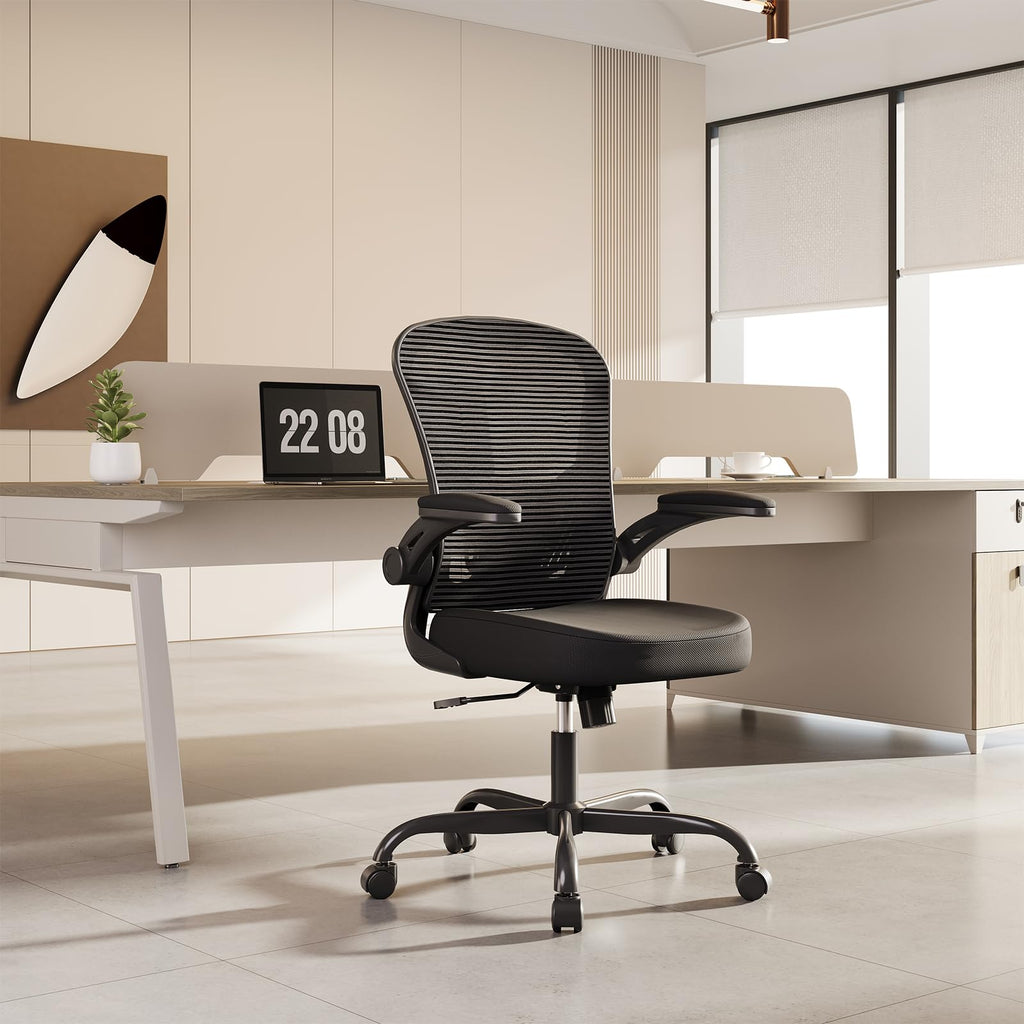 Pack of 2, Office Chair, Ergonomic Desk Chairs 330LBS Capacity High Back Mesh Computer Chair with Flip-up Armrests, Comfy Work Chair with Adjustable Lumbar Support