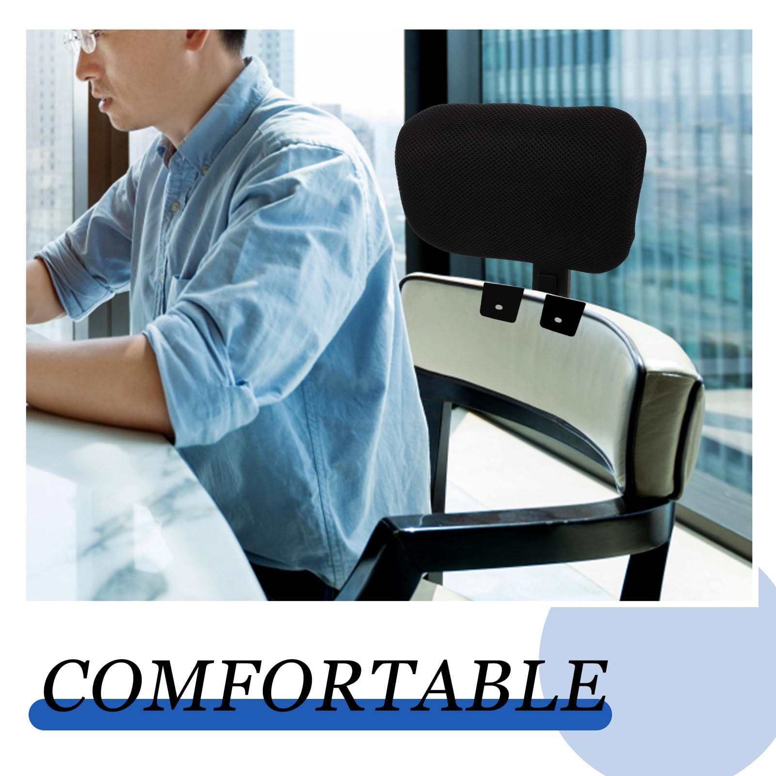 Adjustable Office Chair Headrest 10.62X6.29 Inch Ergonomic Attachable Head Support Cushion for Neck Pain Relief in Home and Office