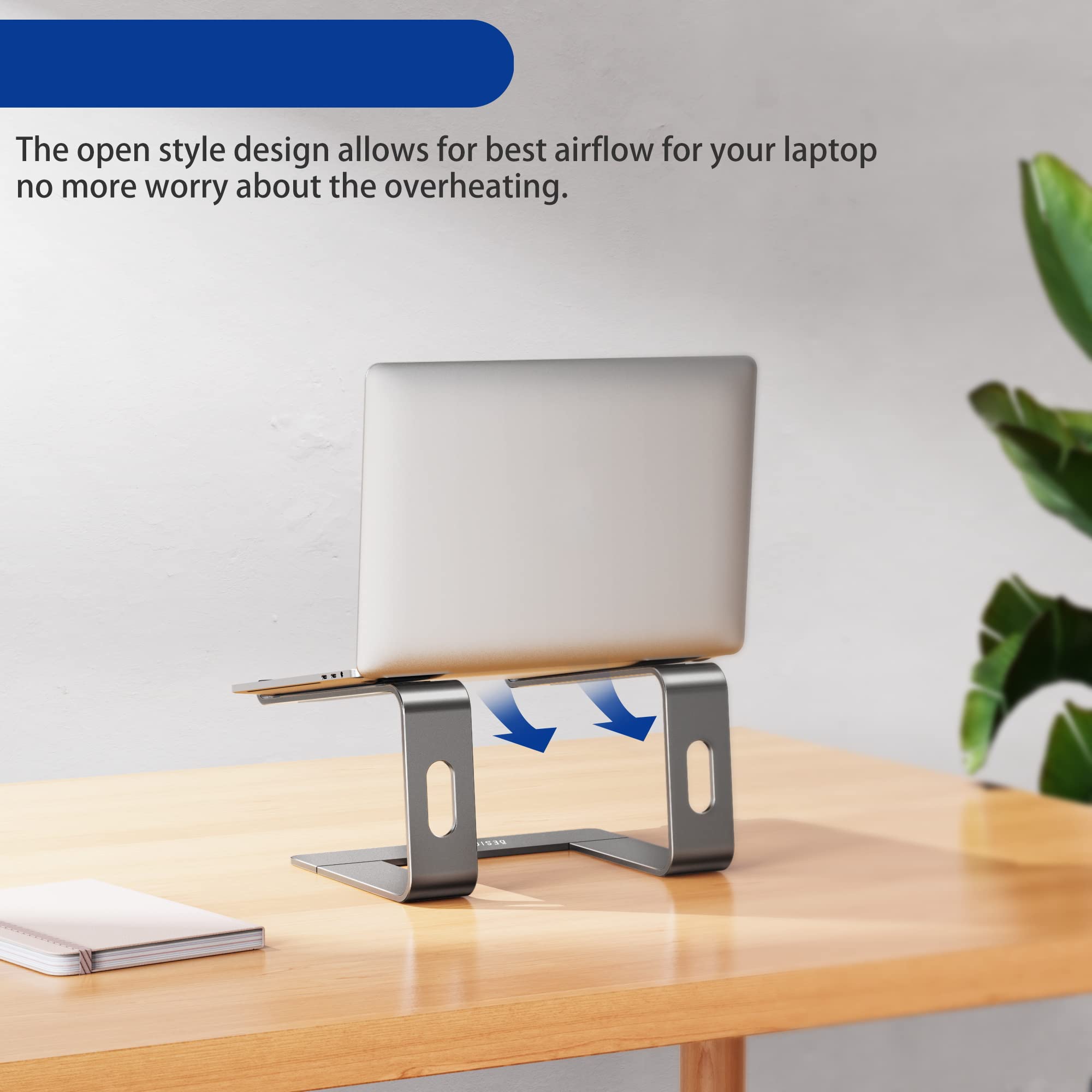 Aluminum Laptop Stand, Ergonomic Detachable Computer Stand, Notebook Holder, Laptop Mount Compatible with Air, Pro, Dell, HP, Lenovo More 10-15.6" Laptops, Gray
