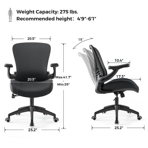 (Pack of 3, Black) Executive Office Chair, Thick Padded PU Leather Desk Chair with Adjustable Lumbar Support and 3D Armrests, Easy-Clean for Home Office and Study Room